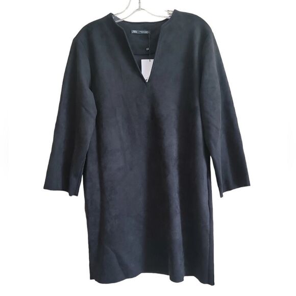 Zara Faux-Suede LongSleeve  Short Dress Sz Xsmall NWT - Picture 6 of 9